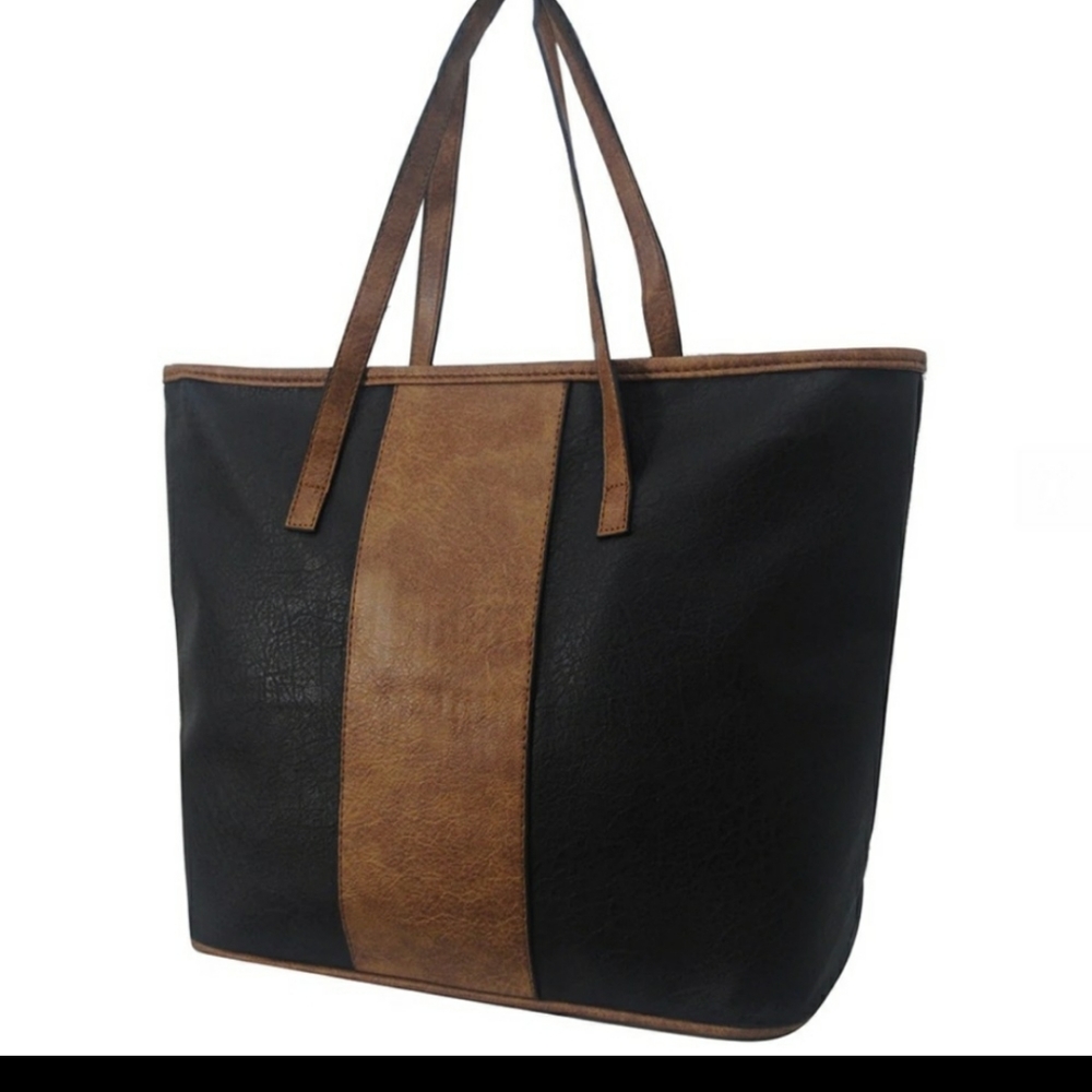 Black Faux Leather Tote